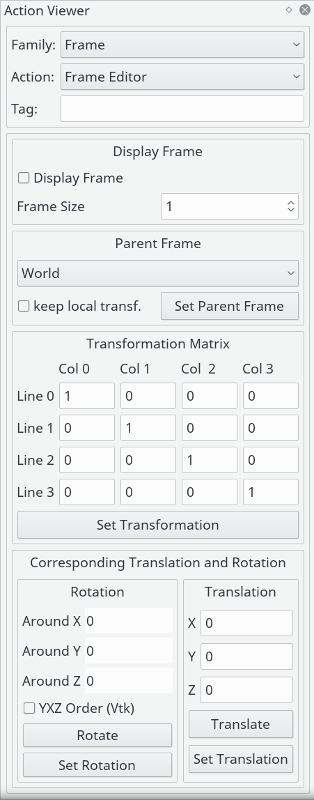 The Edit Frame action widget